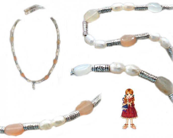 Parure pierres de lune avec perles de rivière