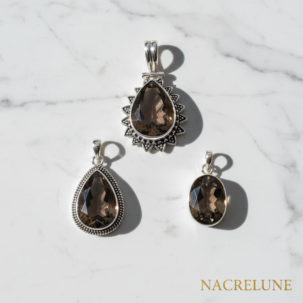 Pendentif en argent avec quartz fumé : choisissez votre modèle nacrelune.com pendentif