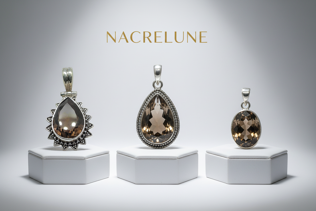 Pendentif en argent avec quartz fumé : choisissez votre modèle nacrelune.com pendentif