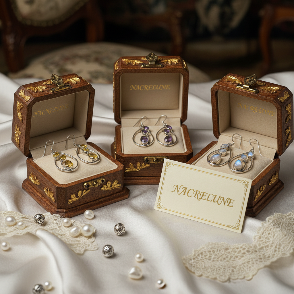 Boucles d’oreille en argent 925 : sélectionnez vos pierres, pierre de lune, améthyste ou citrine. nacrelune.com boucles d'oreille