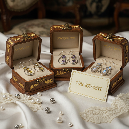 Boucles d’oreille en argent 925 : sélectionnez vos pierres, pierre de lune, améthyste ou citrine. nacrelune.com boucles d'oreille