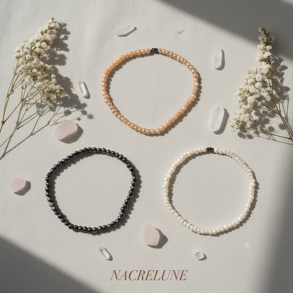 Collier perles de culture – Blanc, Noir ou Rose saumon | NACRELUNE NACRELUNE collier