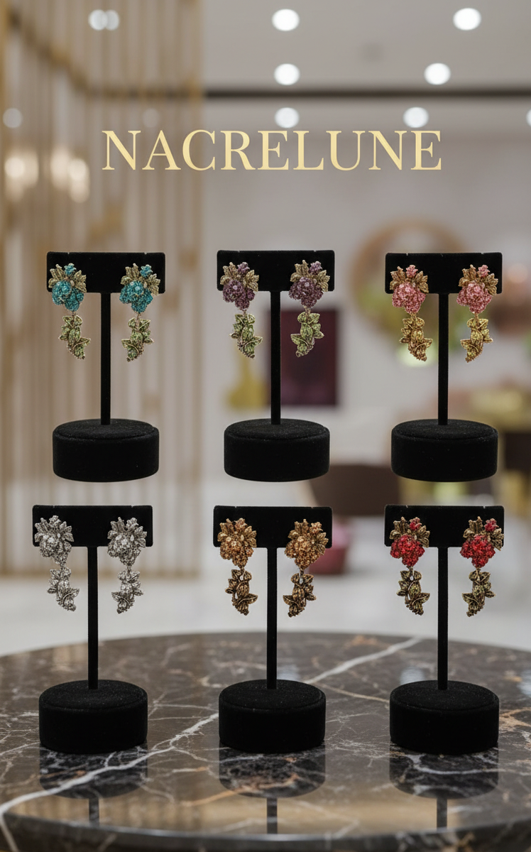 Boucles d’oreilles en strass en forme de roses – 6 couleurs au choix-NACRELUNE NACRELUNE boucles d'oreille