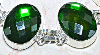 Silver bracelet large cut green quartz BR50