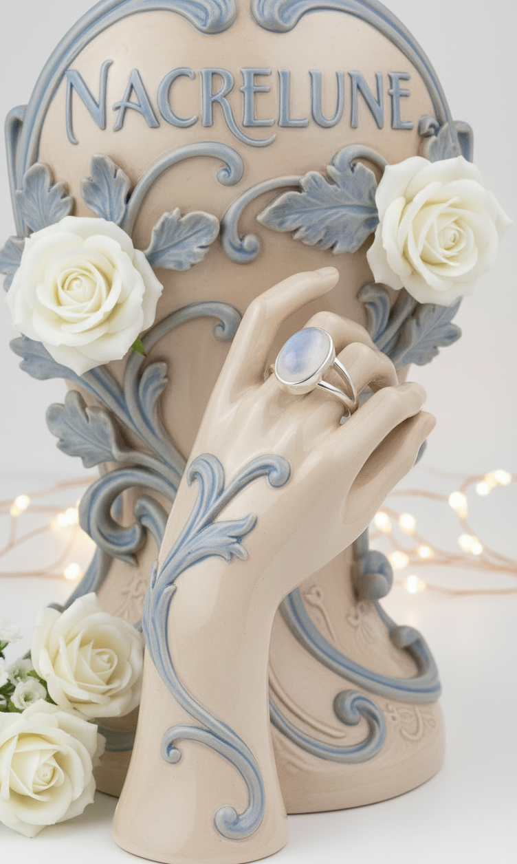 Silver ring with moonstone
