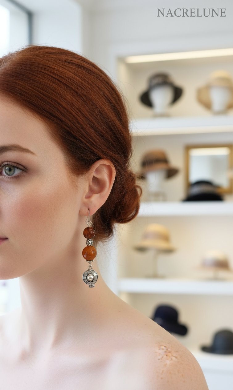Boucles d'oreille en Agate Orange – Énergie & Vitalité | NACRELUNE