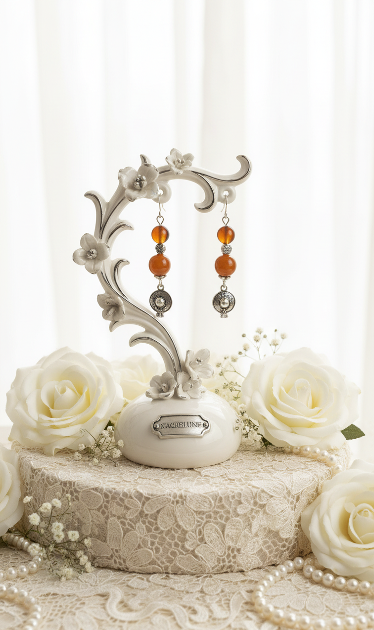 Boucles d'oreille en Agate Orange – Énergie & Vitalité | NACRELUNE