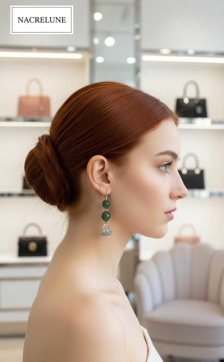 Boucles d'oreille en Agate Verte – Harmonie & Équilibre | NACRELUNE