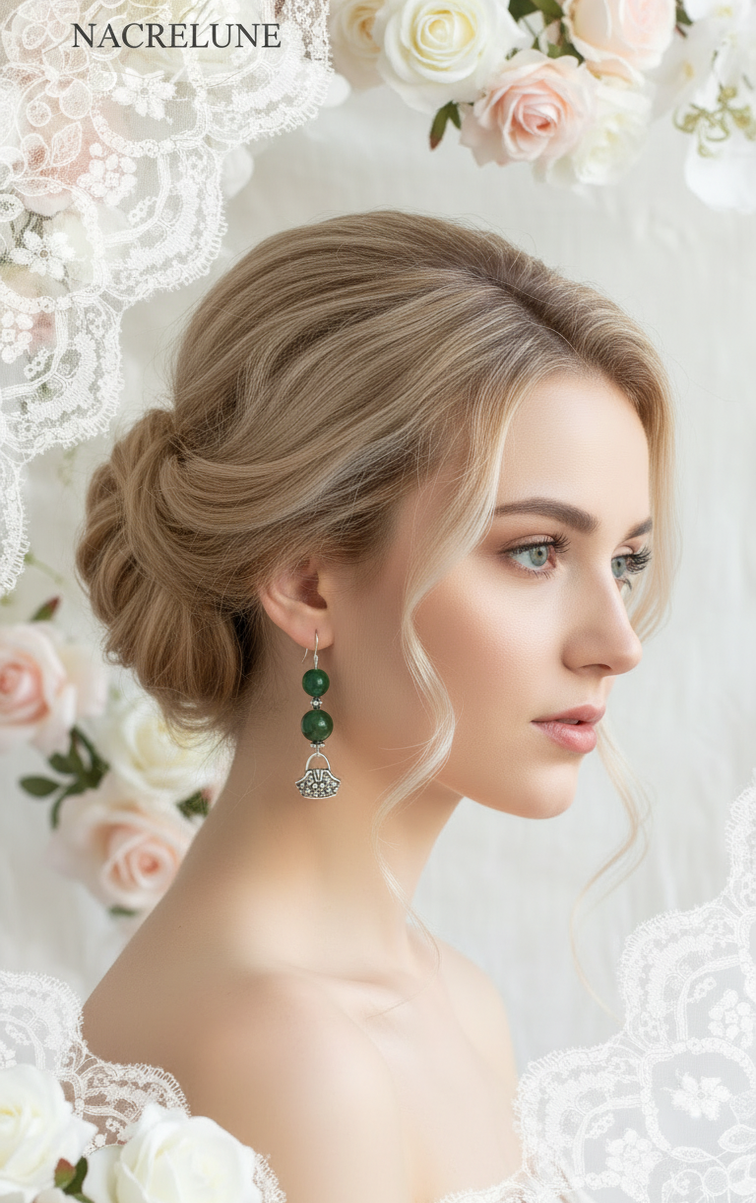 Boucles d'oreille en Agate Verte – Harmonie & Équilibre | NACRELUNE