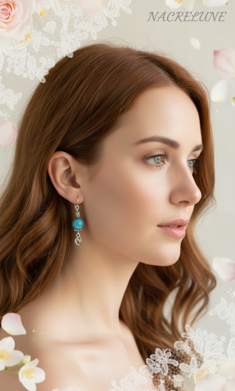 Boucles d'oreille en Larimar – Sérénité & Douceur Océane | NACRELUNE