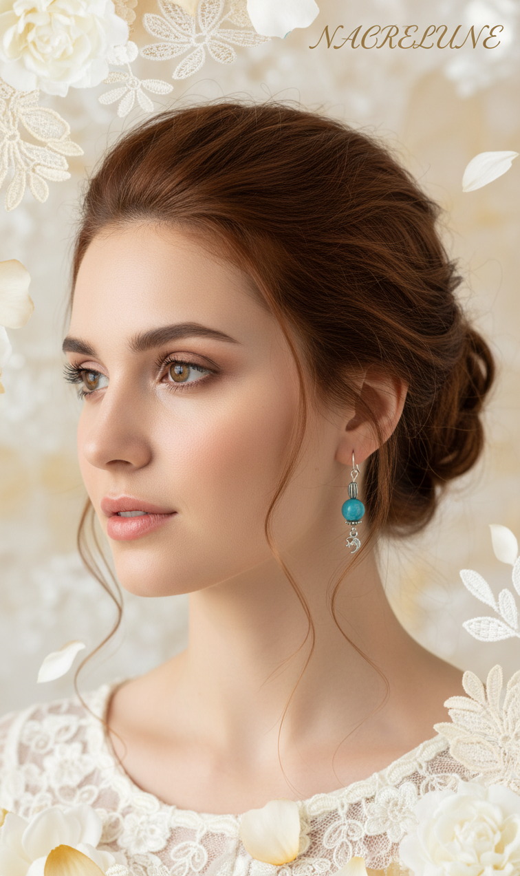 Boucles d'oreille en Larimar – Sérénité & Douceur Océane | NACRELUNE