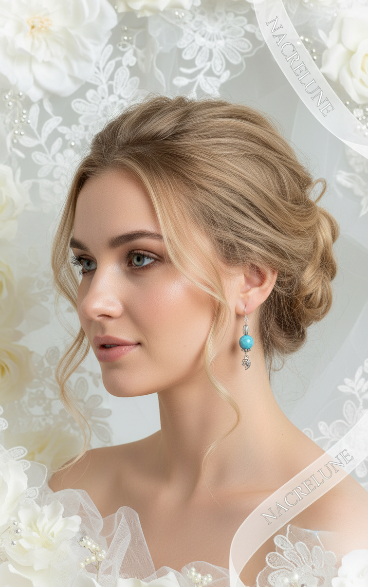 Boucles d'oreille en Larimar – Sérénité & Douceur Océane | NACRELUNE