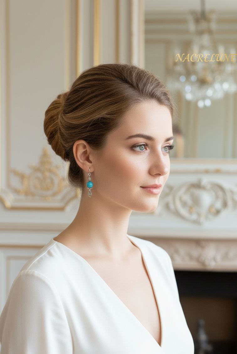 Boucles d'oreille en Larimar – Sérénité & Douceur Océane | NACRELUNE