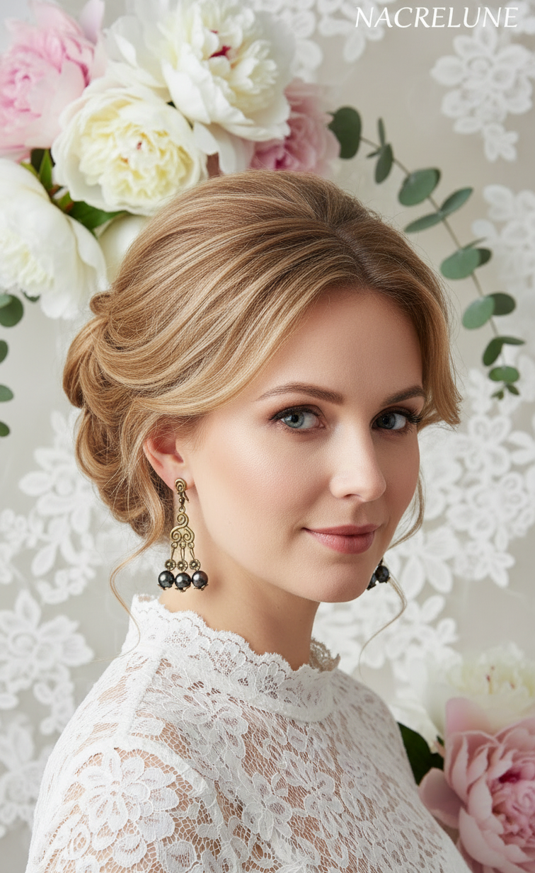 Boucles d'Oreille Perles de Nacre Noires aux Reflets Verts – Bijou Naturel Rare | NACRELUNE