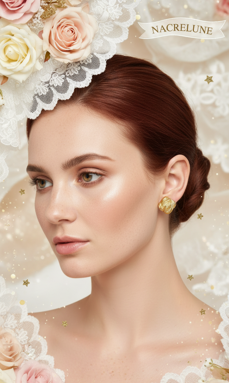 Boucles d'oreille Dorées Carrées Texturées – Torsade & Micro-Cristaux | NACRELUNE