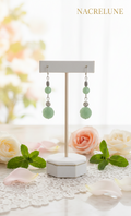 Boucles d'oreille en aventurine naturelle en forme de fleur | NACRELUNE