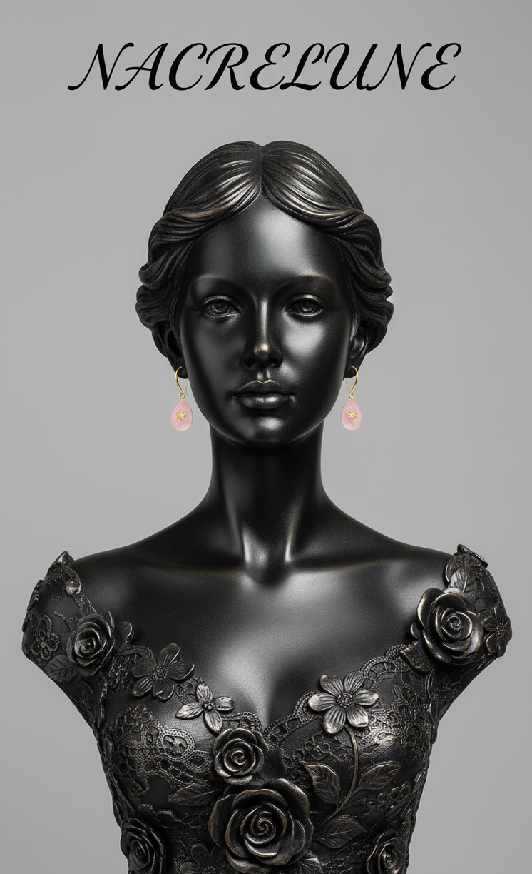 Boucles d'Oreille Quartz Rose Naturel – Lithothérapie | NACRELUNE