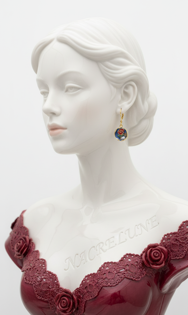 Boucles d'Oreille en Émail Décoré – Bijou Artisanal Coloré & Original | NACRELUNE NACRELUNE boucles d'oreille