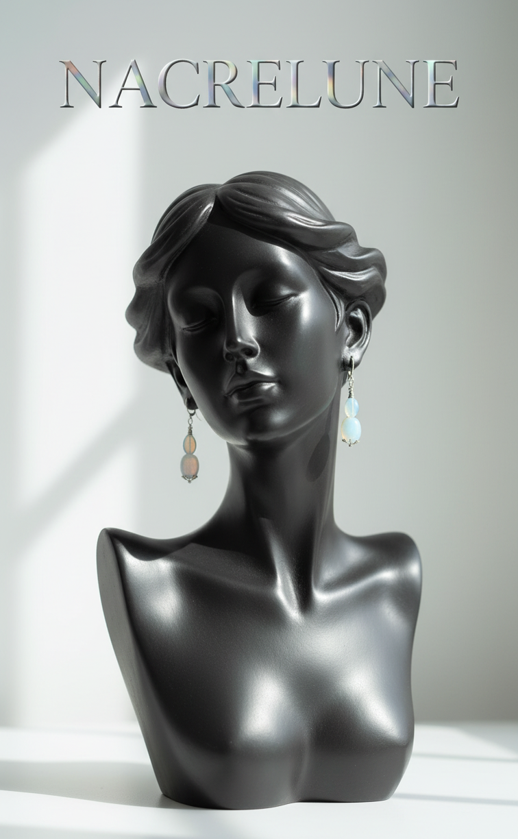 Boucles d'Oreille en Opalite – Pierre de Lumière & Sérénité | NACRELUNE NACRELUNE boucles d'oreille