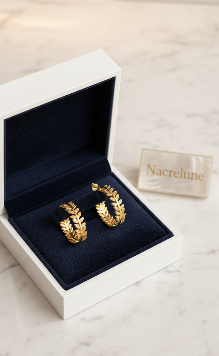 Boucles d'oreilles Créoles Acacia – Cuivre Plaqué Or 18K NACRELUNE boucles d'oreille