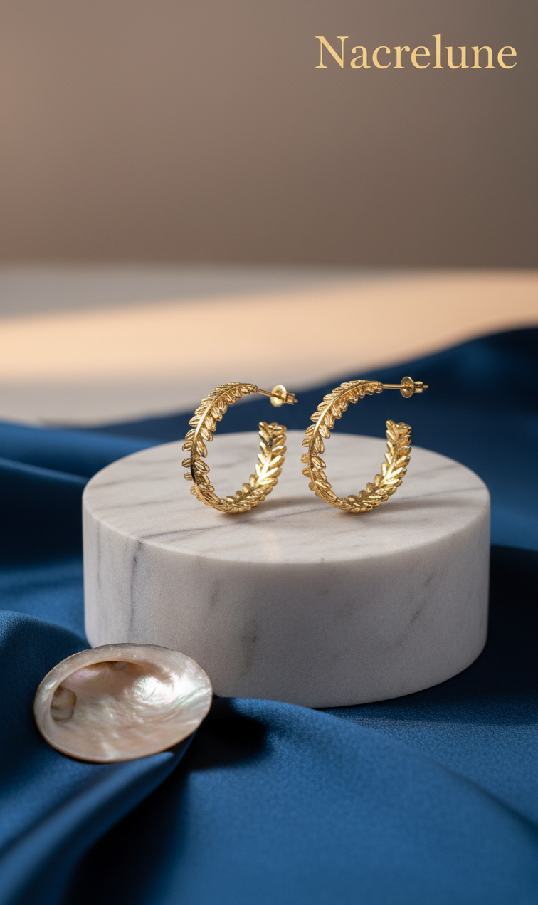 Boucles d'oreilles Créoles Acacia – Cuivre Plaqué Or 18K NACRELUNE boucles d'oreille