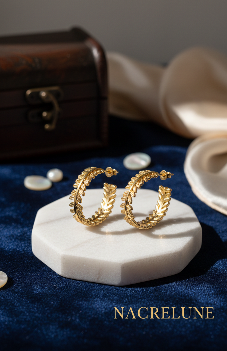 Boucles d'oreilles Créoles Acacia – Cuivre Plaqué Or 18K NACRELUNE boucles d'oreille