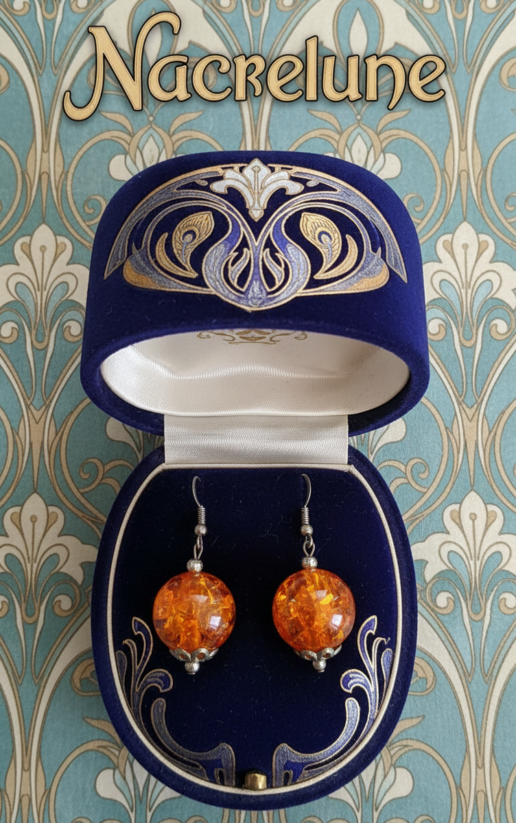 Boucles d’oreilles en ambre pressé (reconstitué)-NACRELUNE NACRELUNE boucles d'oreille