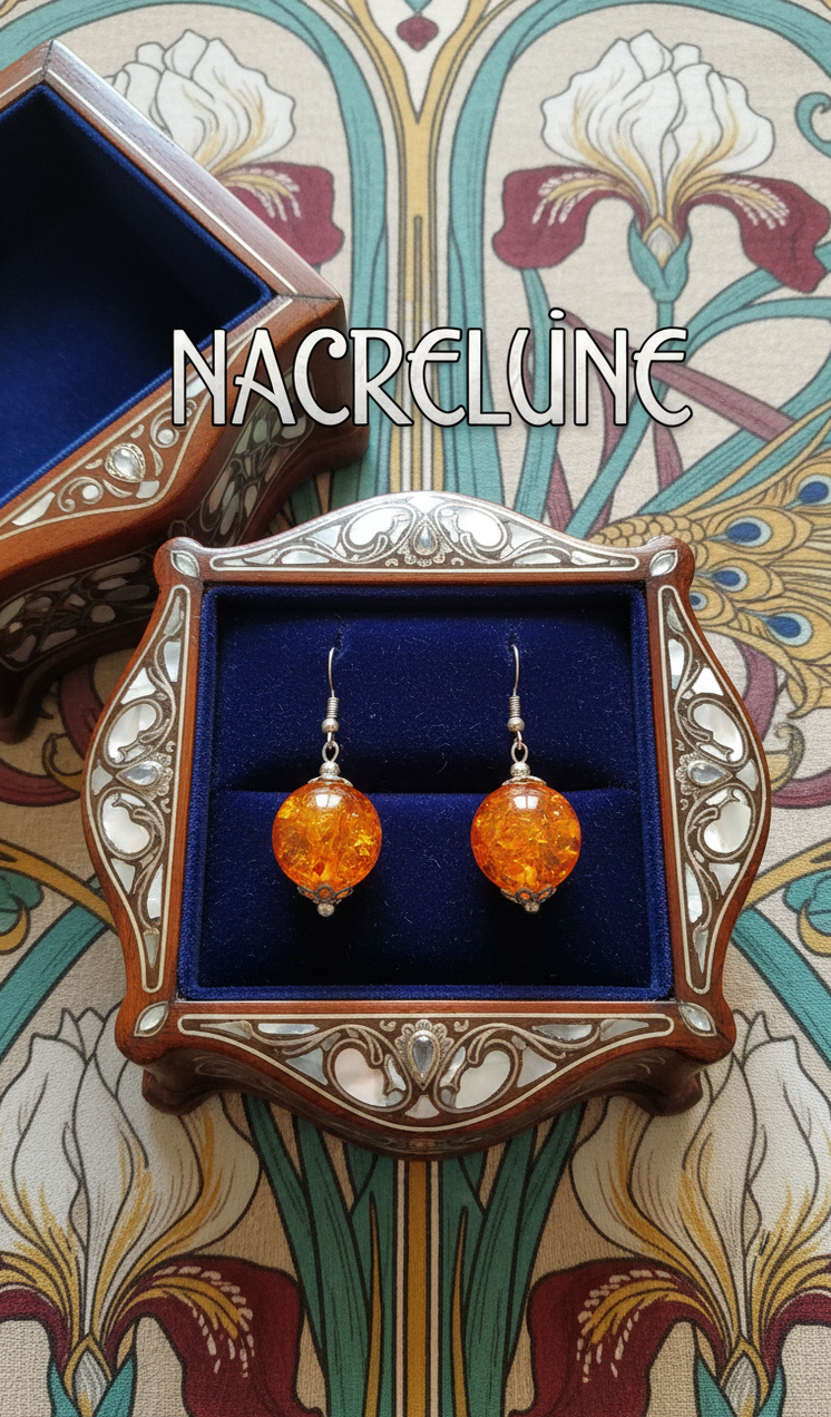 Boucles d’oreilles en ambre pressé (reconstitué)-NACRELUNE NACRELUNE boucles d'oreille