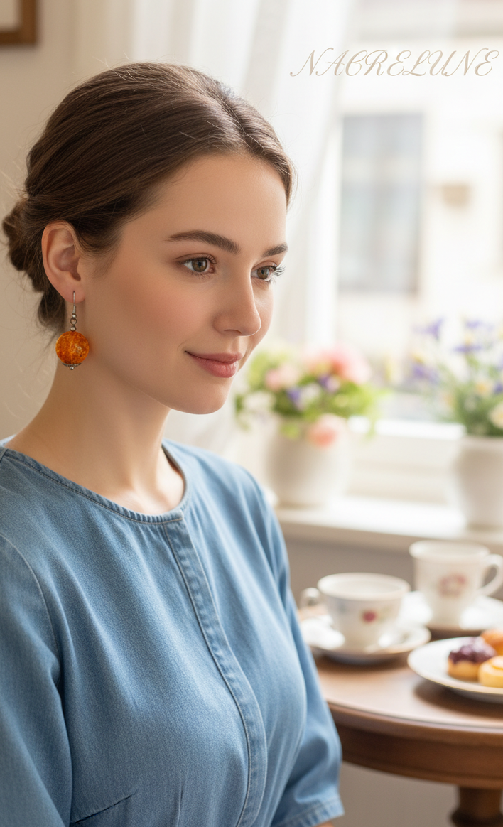 Boucles d’oreilles en ambre pressé (reconstitué)-NACRELUNE NACRELUNE boucles d'oreille