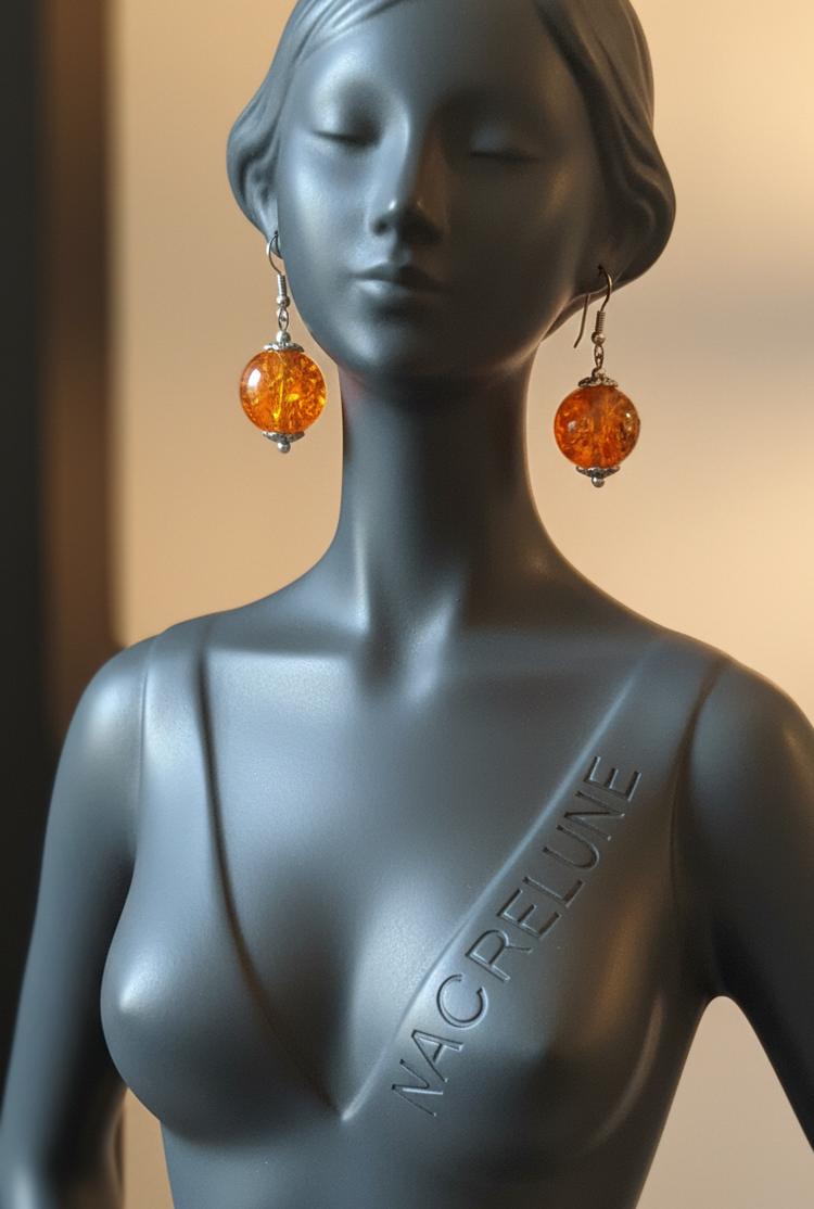 Boucles d’oreilles en ambre pressé (reconstitué)-NACRELUNE NACRELUNE boucles d'oreille