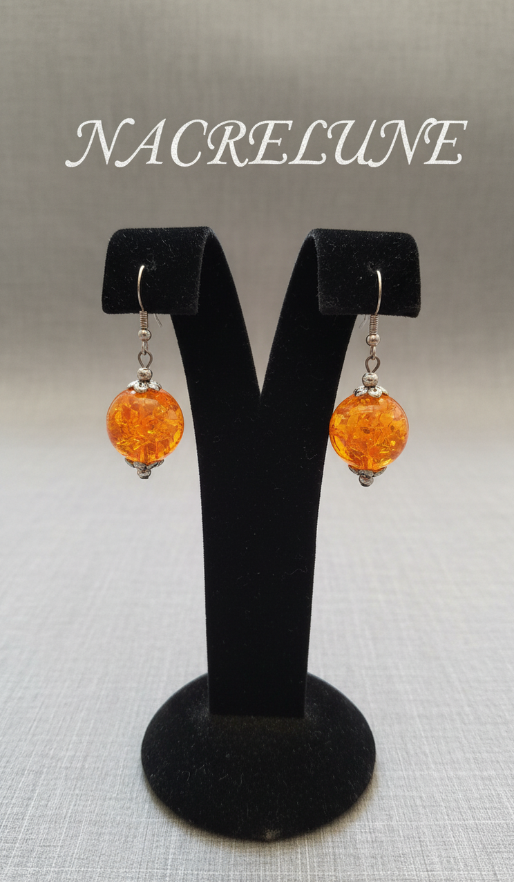Boucles d’oreilles en ambre pressé (reconstitué)-NACRELUNE NACRELUNE boucles d'oreille