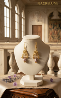 Boucles d'oreille perle de culture mauve – Bijou nacré & élégance violette | NACRELUNE