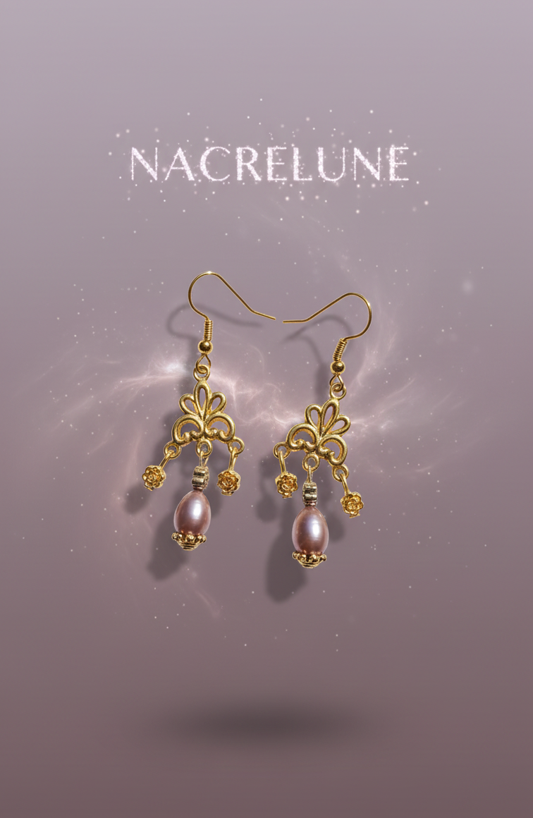 Boucles d'oreille perle de culture mauve – Bijou nacré & élégance violette | NACRELUNE