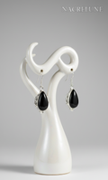 Boucles d'oreille en argent et onyx poli