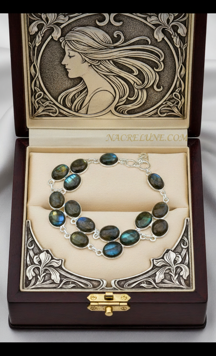 Polsera de Plata & Labradorites – Pedra de Protecció, Intuïció & Transformació | NACRELUNE