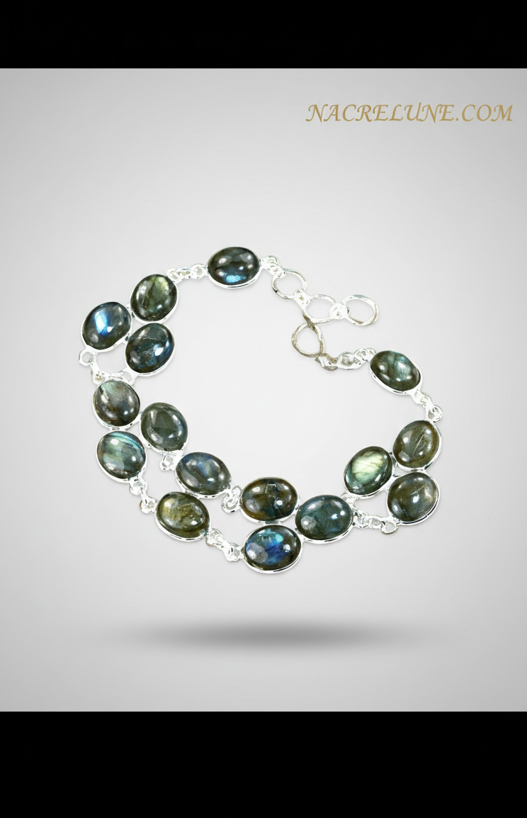 Polsera de Plata & Labradorites – Pedra de Protecció, Intuïció & Transformació | NACRELUNE