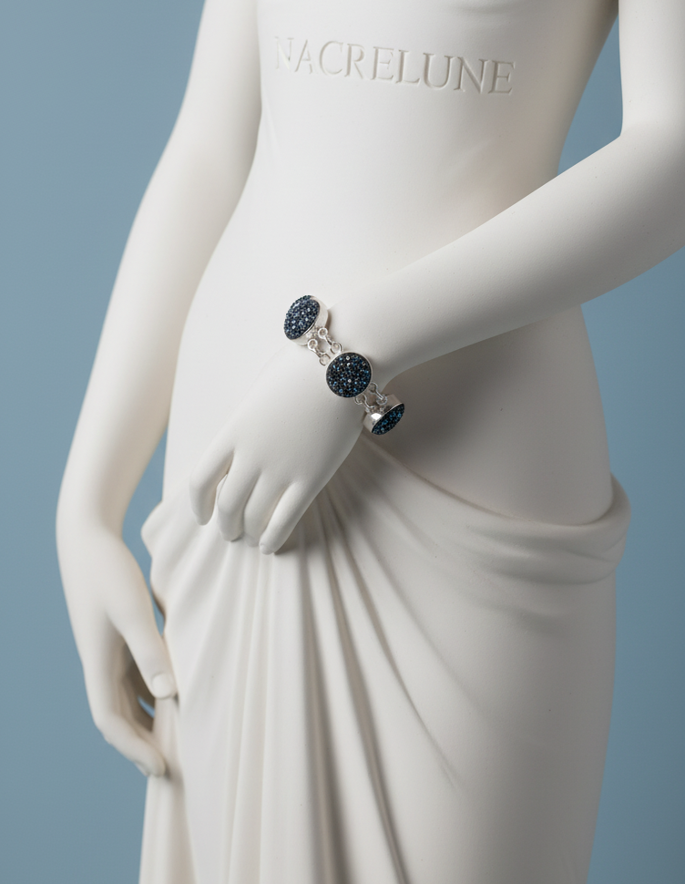 Bracelet Argent & Titanites (Sphenes) - Grosses Pierres Ovales Transformation & Clarte | NACRELUNE NACRELUNE bracelet