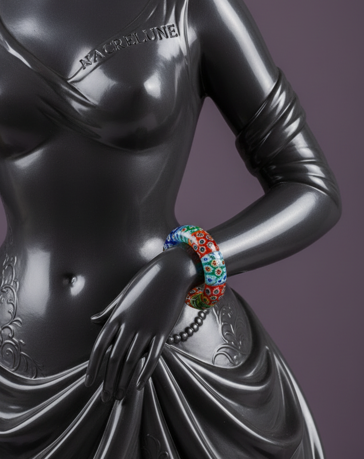 Bracelet Élastique Millefiori – Verre Vénitien Multicolore Artisanal | NACRELUNE NACRELUNE bracelet