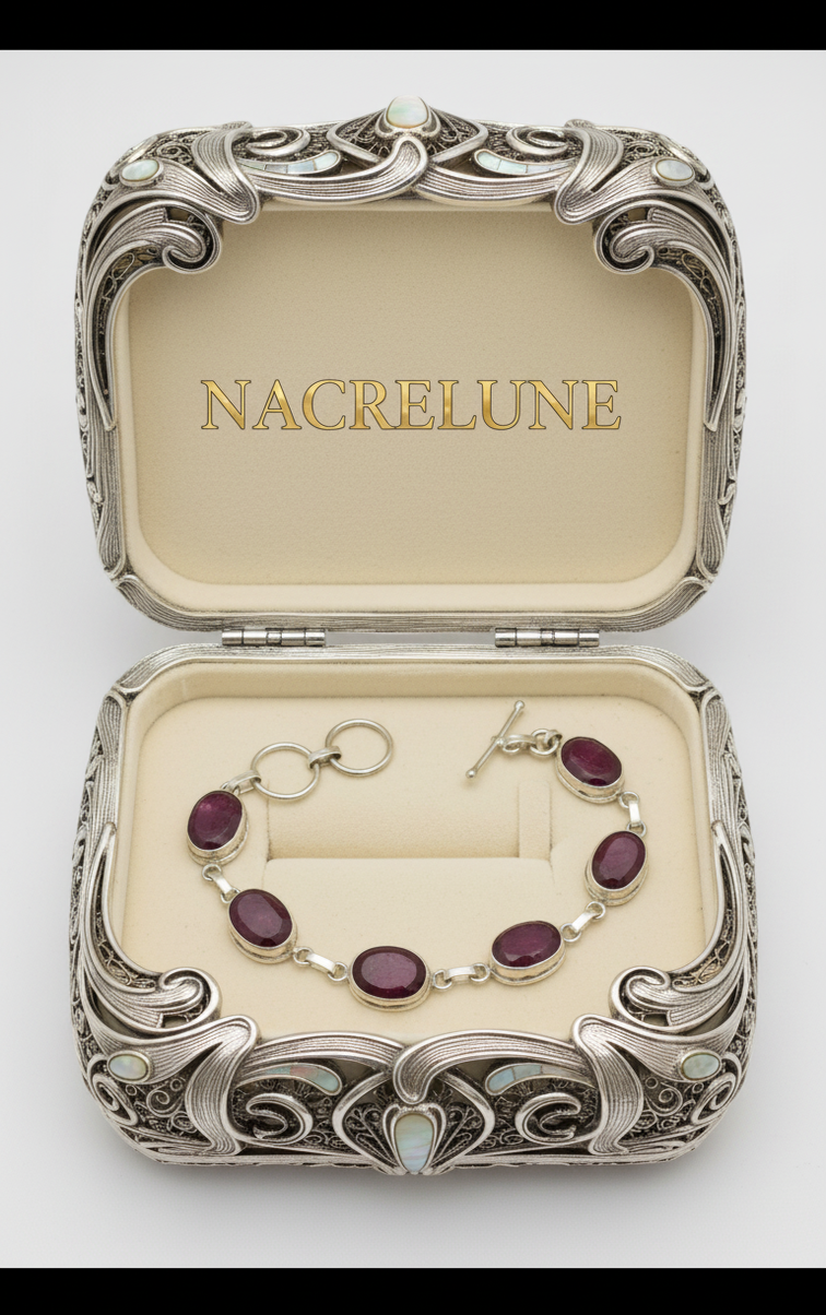 Bracelet Rubis Facettés Argent 925 – Pierre de Passion & Vitalité | NACRELUNE NACRELUNE bracelet