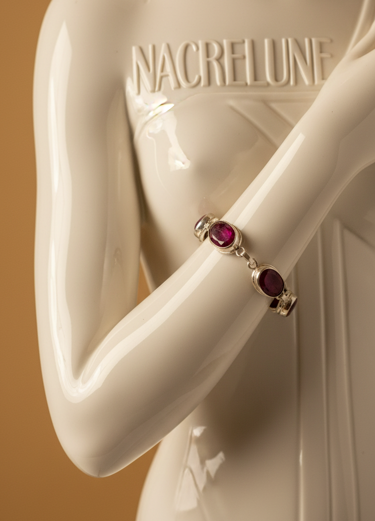 Bracelet Rubis Facettés Argent 925 – Pierre de Passion & Vitalité | NACRELUNE NACRELUNE bracelet