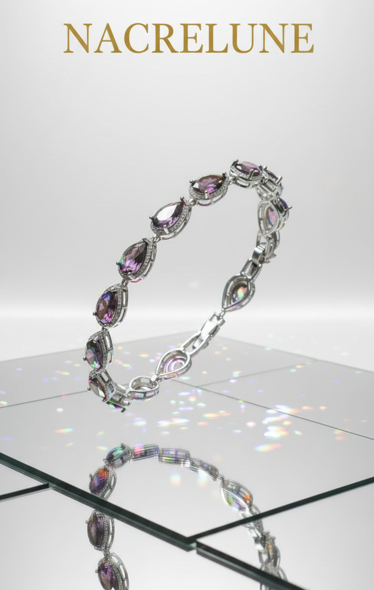 Bracelet Topazes Mystiques Arc-en-Ciel – Argent 925 & Bijou Irisé Transformation | NACRELUNE NACRELUNE bracelet