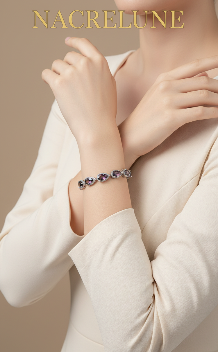Bracelet Topazes Mystiques Arc-en-Ciel – Argent 925 & Bijou Irisé Transformation | NACRELUNE NACRELUNE bracelet