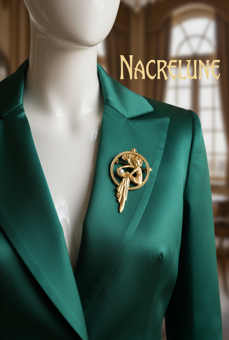 Broche Art Nouveau avec Perle – Bijou Vintage Élégant | NACRELUNE NACRELUNE broche