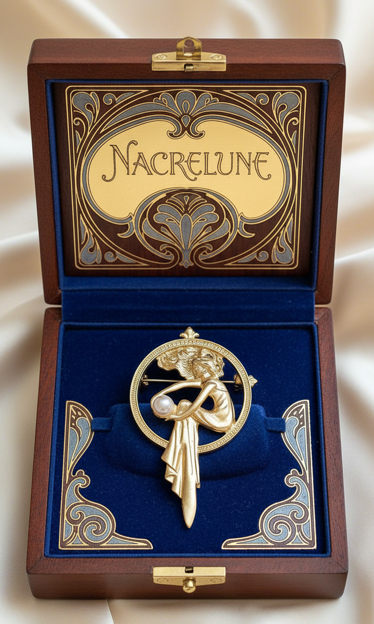 Broche Art Nouveau avec Perle – Bijou Vintage Élégant | NACRELUNE NACRELUNE broche