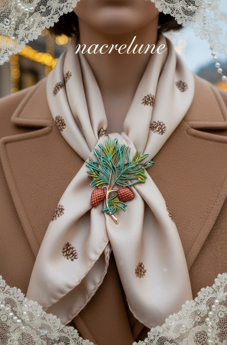 Broche Branche de Pin – Bijou Botanique Doré | NACRELUNE NACRELUNE broche