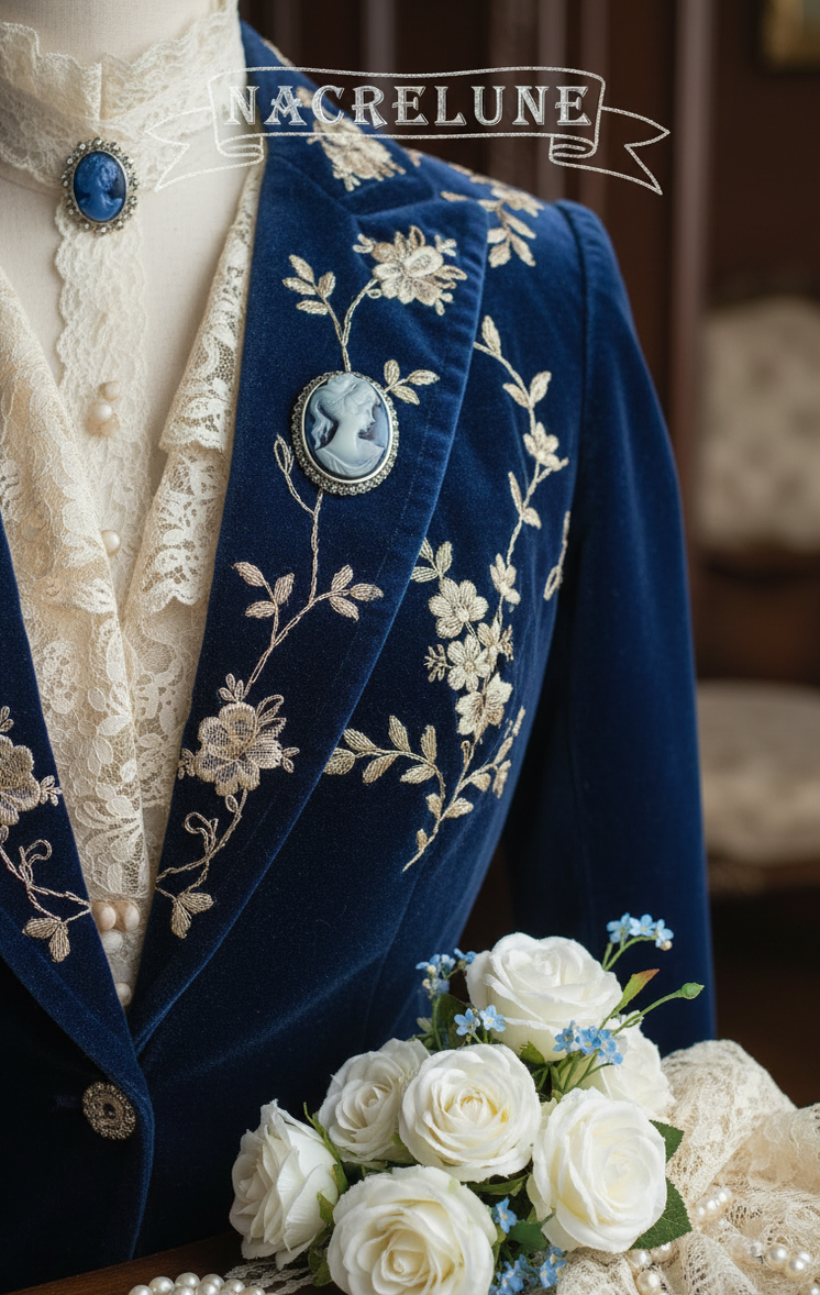 Broche Camée Bleu en Argent 925 & Marcassites | NACRELUNE NACRELUNE broche