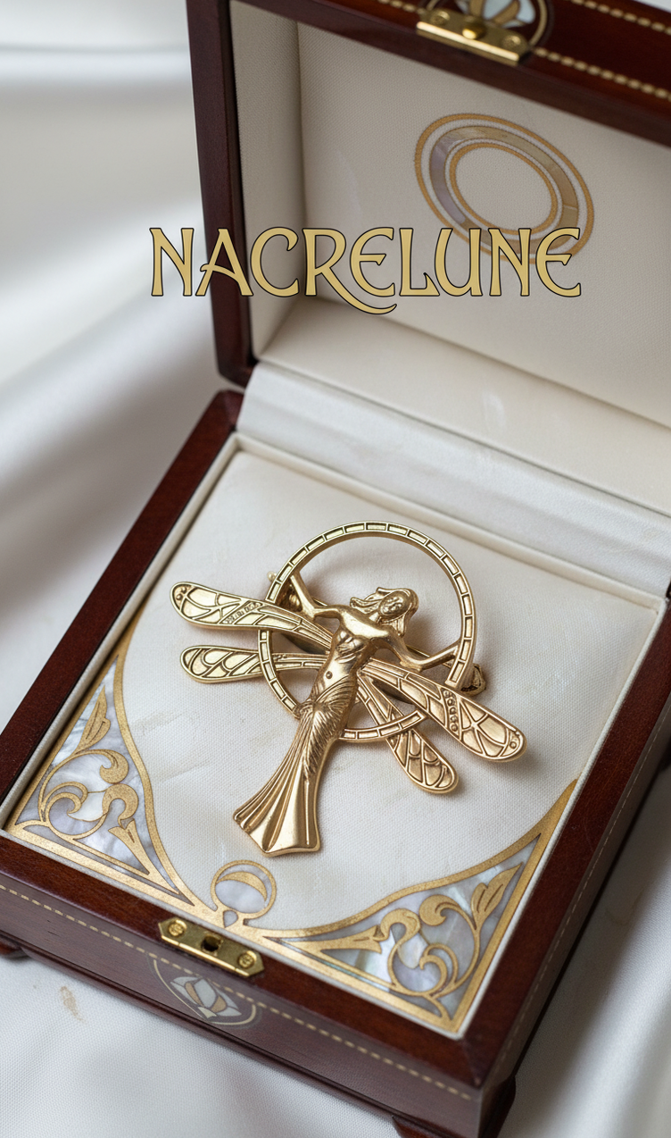 Broche Dorée Art Nouveau – Bijou Vintage Élégant | NACRELUNE NACRELUNE broche