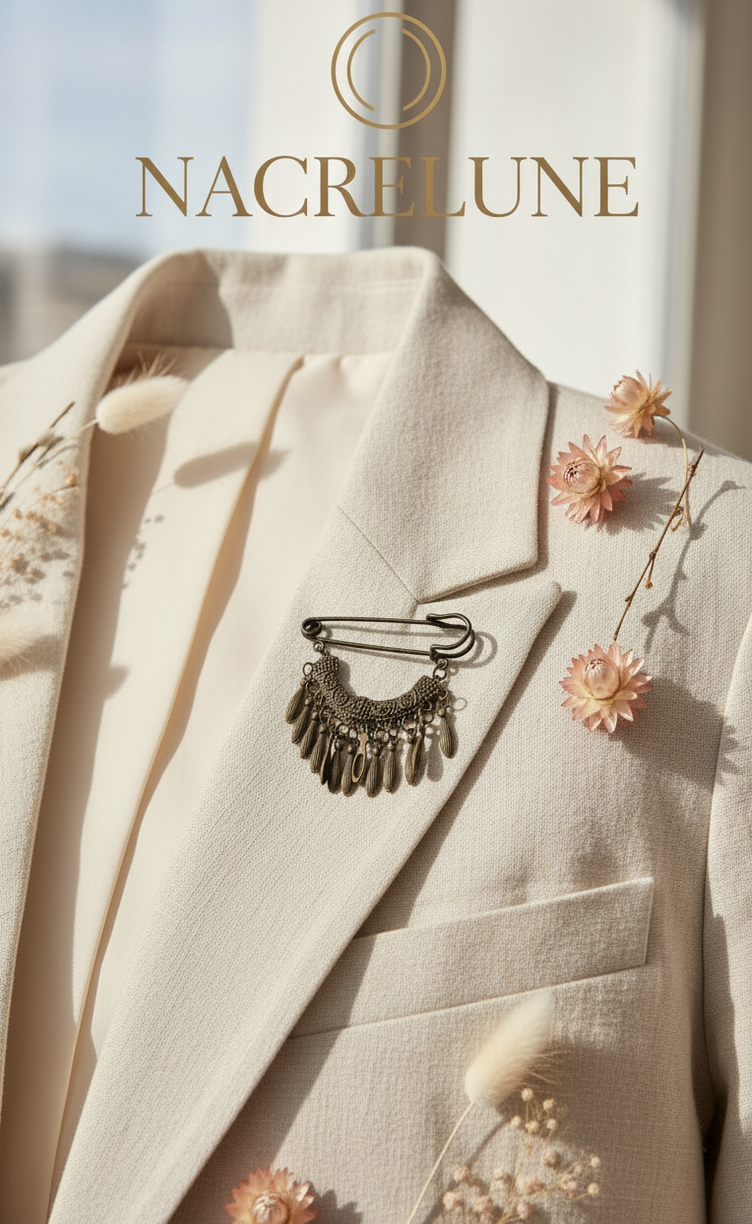 Broche Style Vieil Or | Bijou Vintage & Artisanal | NACRELUNE NACRELUNE broche