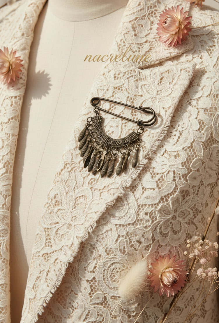 Broche Style Vieil Or | Bijou Vintage & Artisanal | NACRELUNE NACRELUNE broche