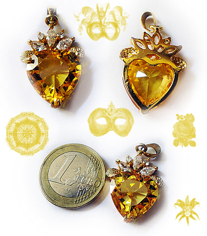 Zirconia heart pendant (Yellow) C171